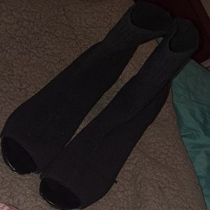 Call it spring black open toe heel boot size 11